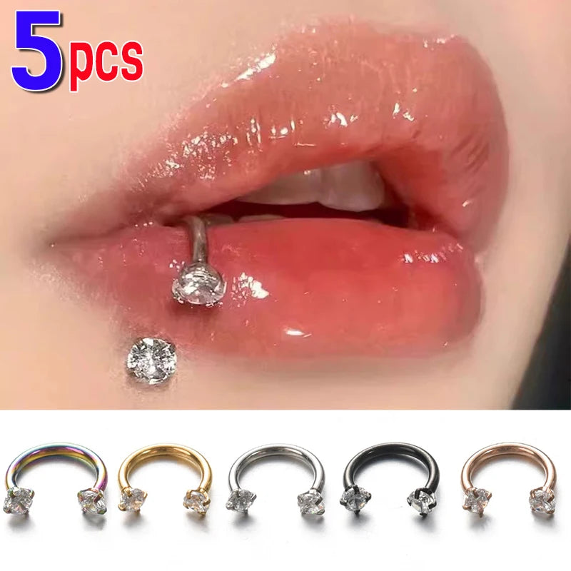 DAIIIBABYYY  -  Stainless Steel Crystal Hoop Ring Piercing Nose Ear Belly Button Rings Women Men Cartilage Helix Earrings Daith Piercing Jewelry
