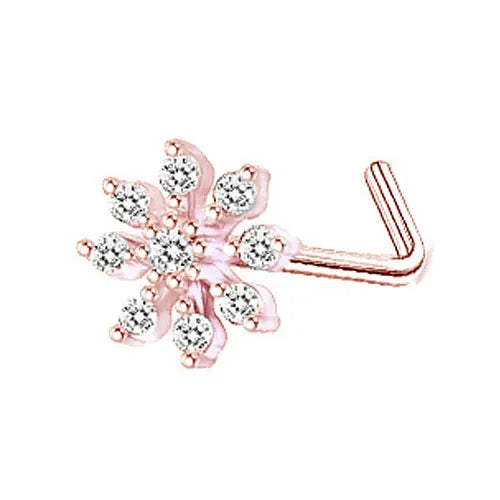 DAIIIBABYYY  -  1PC Stainless Steel Small Nose Rings Crystal Zircon Butterfly Flower Heart Nose Studs 20G Body Piercing Jewelry For Women Men