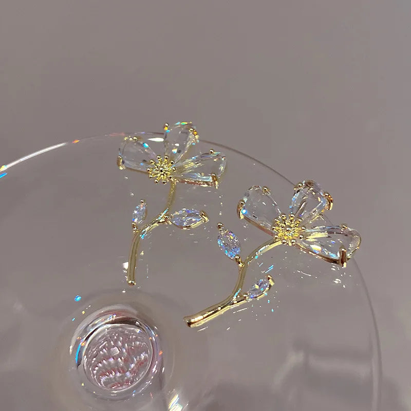 DAIIIBABYYY  -  Fashion Elegant Crystal Flower Zircon Drop Earrings Women's Wedding Jewelry Party Gift Wholesale