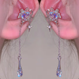 DAIIIBABYYY  -  Y2K Sweet Cool Love Heart Tassel Star Earring Shiny Moonstone Star Pendant Stud Earrings Fashion Earring Party Jewelry Gifts