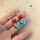 DAIIIBABYYY  -  Y2K Color Matching Love Heart Dangle Earrings for Women Girls Sweet Retro Peach Heart Stud Earrings Fashion Jewelry Party Gifts