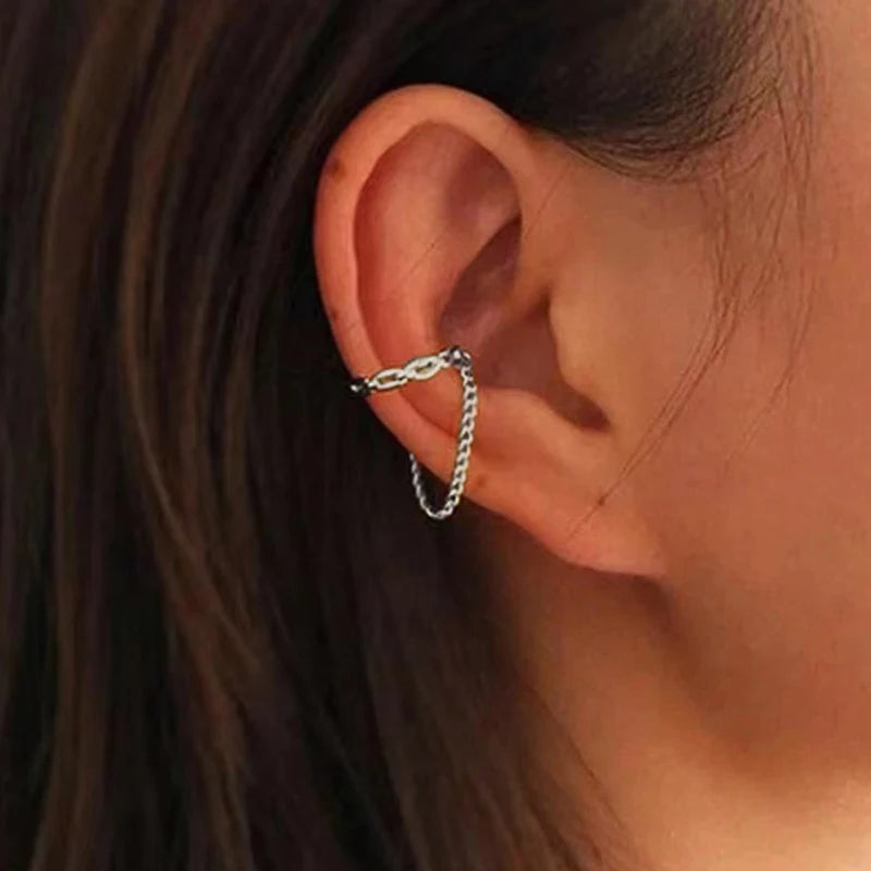 Daiiibabyyy  Punk Irregular Geometric Ear Cuff Earrings for Women Non-Piercing Metal Ear Clip Earring Fake Cartilage Fashion Jewelry Party
