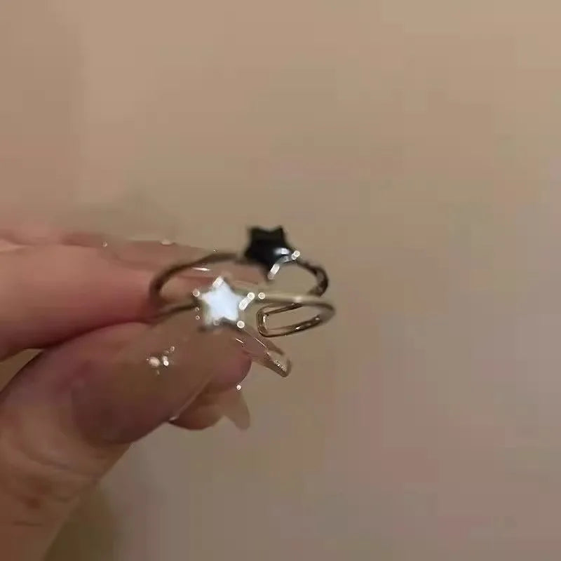 Daiiibabyyy 2024 Metal Cross Opening Index Finger Rings Y2k Accessories Five Pointed Star Rings Open Adjustable Star Rings Star Ring