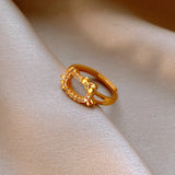 Daiiibabyyy  Zircon Bow Little Cat Ring for Women Light Luxury High Grade Finger Rings  Exquisite Wedding Accessories