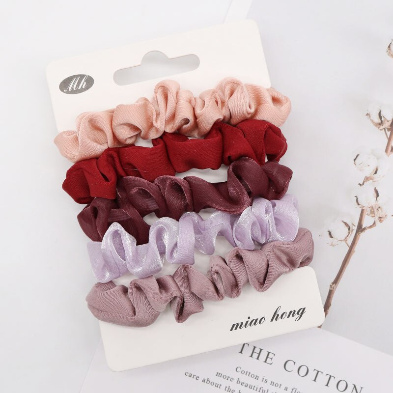 5Pcs Scrunchies Hairband Hair Tie Women for Hair Accessories Satin Scrunchies Stretch Ponytail Holders Handmade Gift Heandband daiiibabyyy