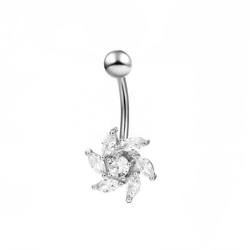 Navel Belly Piercing Button Ring Zircon Sense of Luxury Flowers Love Heart Decor Piercing Navel Nail Sexy for Women Body Jewelry daiiibabyyy