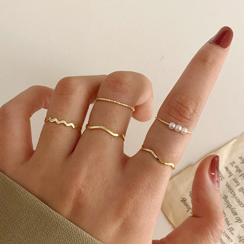 Bohemian Geometric Rings Sets Crystal Star Moon Flower Butterfly Constellation Knuckle Finger Ring Set For Women Fashion Jewelry daiiibabyyy