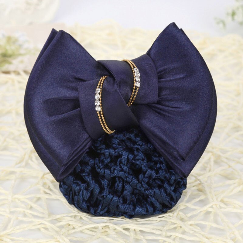 Bow Hair Ribbon Bun Cover Satin Net Bank Hotel Stewardess Hair Pin Headbands Fashionable And Dignified Women's Hair Accessories daiiibabyyy