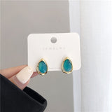 2022 South Korea new geometric hollow tear drop ear stud, simple blue water drop fashion woman's earrings.Party jewelry gifts daiiibabyyy