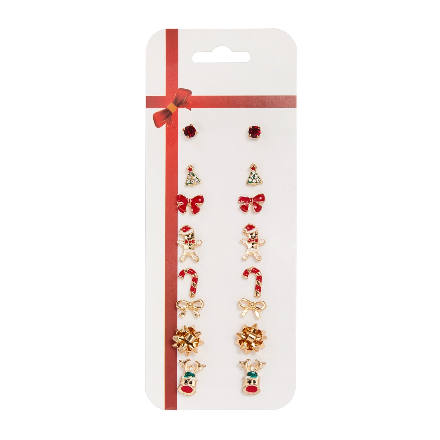 8pair/set Christmas Earrings Cute Santa Claus Snowman Christmas Tree Bell Stud Earrings For Women Fashion Party Jewelry Gifts daiiibabyyy