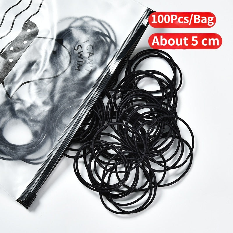 50/100 Pcs/Bag Women Girls Colors Soft 5 cm Scrunchies Elastic Hair Band Lady Lovely Solid Rubber Bands Female Hair Accessories daiiibabyyy