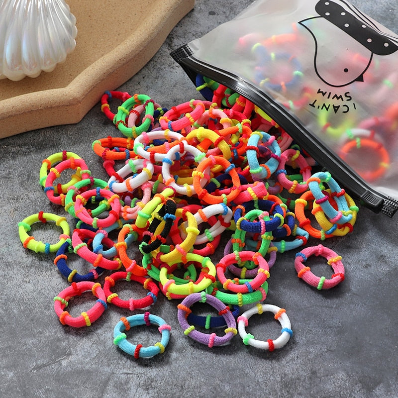60/100pcs/Set Girls Nylon Rubber Bands Elastic Hair Bands Hair Accessories Children Ponytail Holder Headband Kids Ornaments Gift daiiibabyyy