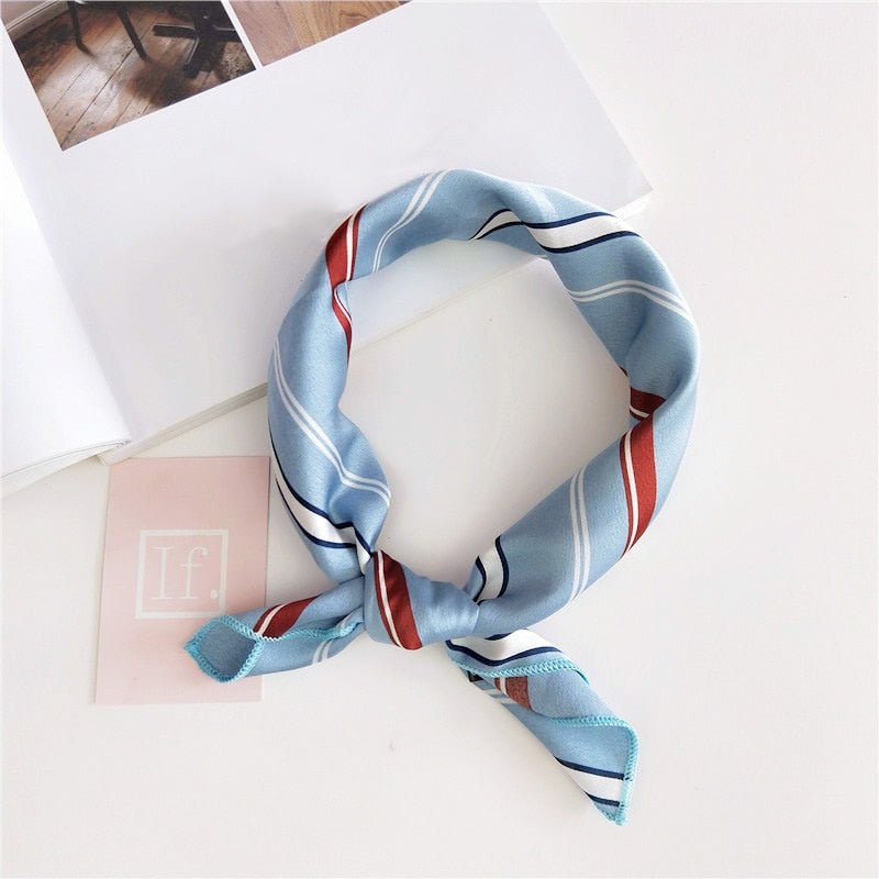 50*50cm Square Silk Scarf Women Headband Fashion Print Hair Scarf Neck Scarfs Office Hair Band Hand Kerchief Female Bandana daiiibabyyy