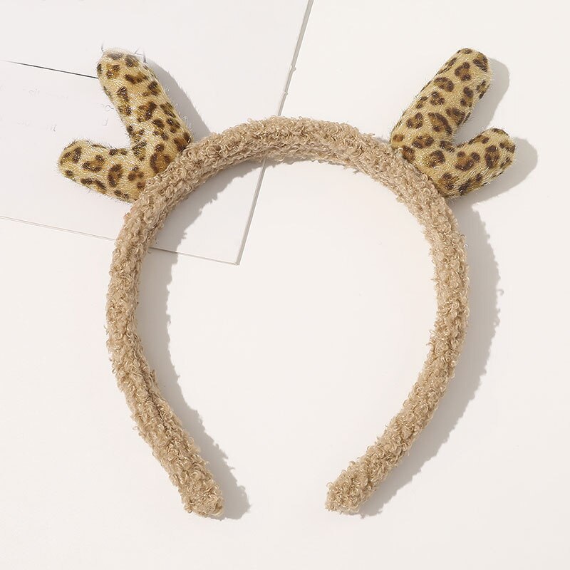 Autumn Winter Fleece Head Hoop For Women Children Cartoon Antlers Hair Hoop Fashion Xmas Hair Accessories Plush Simple Headband daiiibabyyy