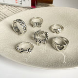 6 Retro Punk Butterfly Rings Ladies Men's Antique Silver Geometric Ring Gifts Nepal Ring  Rings for Men daiiibabyyy