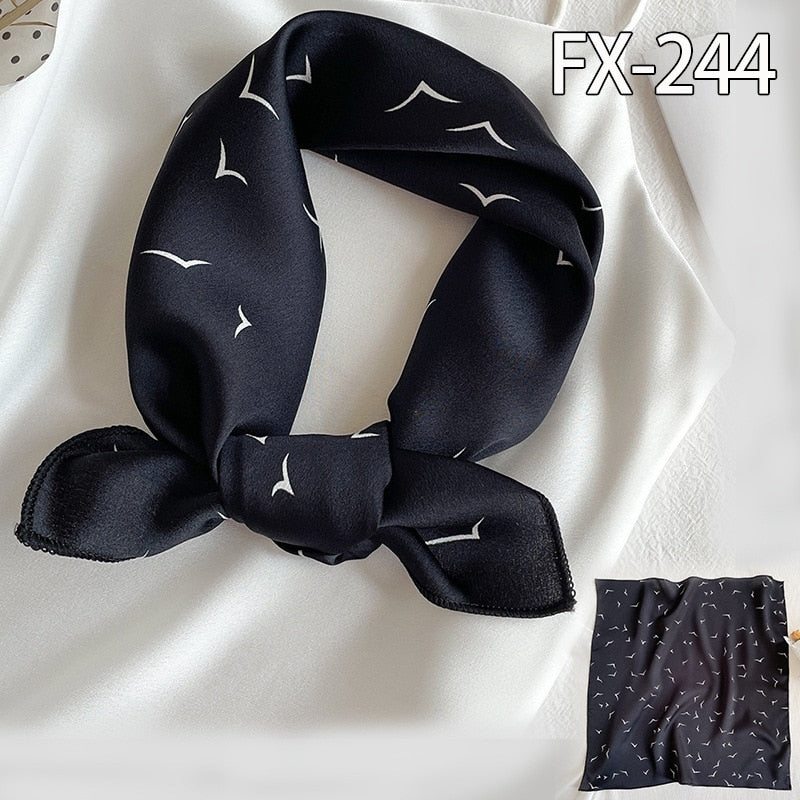50x50cm Square Silk Hair Scarf Women Headband Fashion Print Neck Scarfs Office Hair Band Hand Kerchief Female Bandana daiiibabyyy