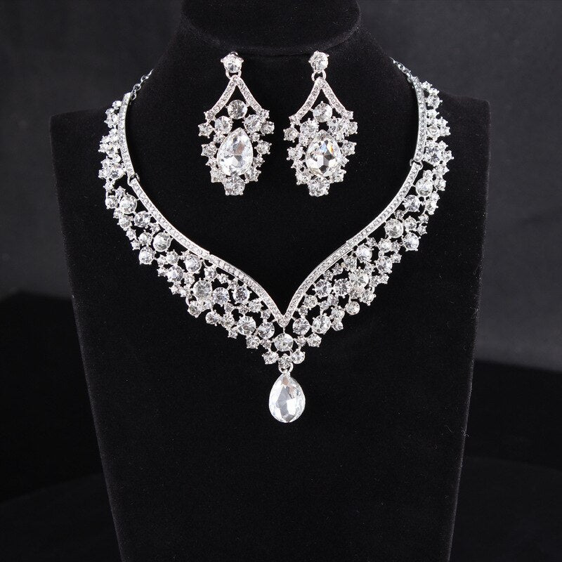 Bridal Jewelry Sets Wedding Jewellery Set Bridal Jewelry Necklace Earings for Women Rhinestone Crystal Bride Accessories Fashion daiiibabyyy