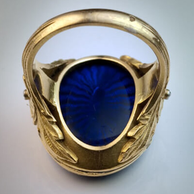 Women Vintage Zircon Inlaid Flower Wide Face Ring Punk Hip Hop Finger Ring Carved Flower Blue Party Rhinestone Rings