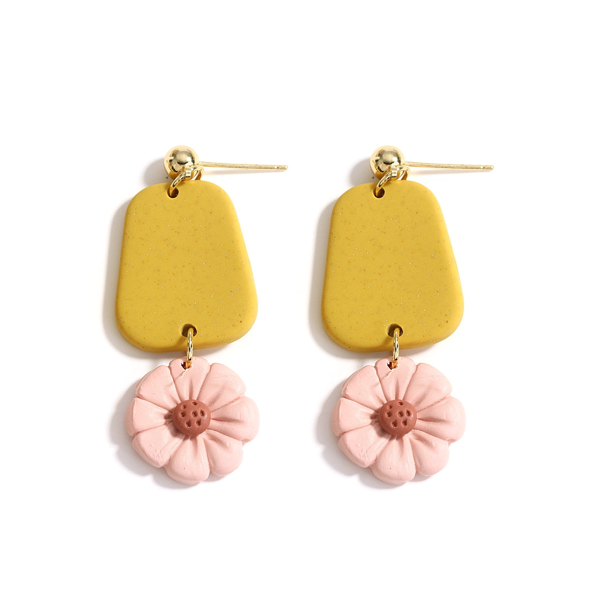AENSOA Multiple Fashion Handmade Polymer Clay Earrings Multicolor Geometric Round Circle Flowers Drop Pendant Layered Earrings daiiibabyyy