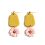 AENSOA Multiple Fashion Handmade Polymer Clay Earrings Multicolor Geometric Round Circle Flowers Drop Pendant Layered Earrings daiiibabyyy