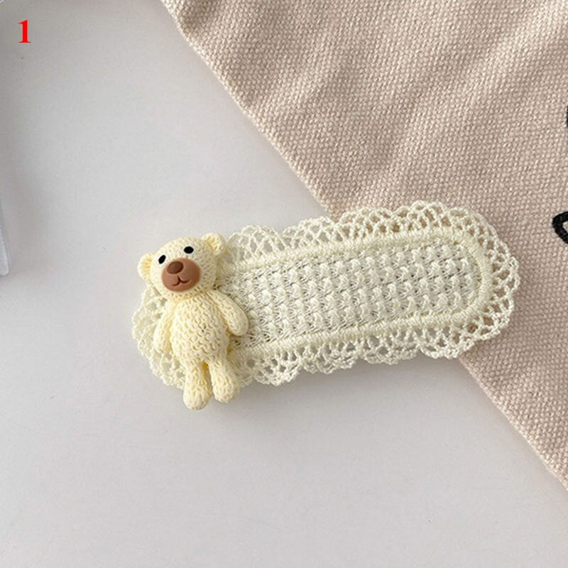 Cartoon Knitted Hairpins Top Clip Handmade Barrettes Girls Cute Bear Hairclips Autumn Hair Accessories Korean Style Headdress daiiibabyyy