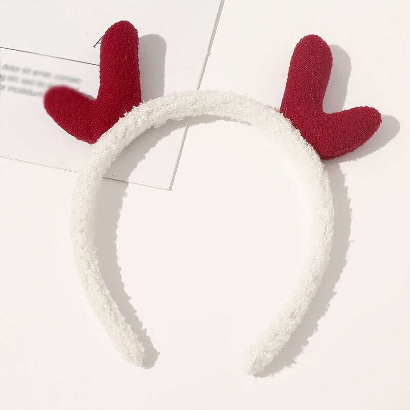 Autumn Winter Fleece Head Hoop For Women Children Cartoon Antlers Hair Hoop Fashion Xmas Hair Accessories Plush Simple Headband daiiibabyyy