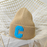 Bonnets Big C Letter Woolen Hat Designer Bonnets Women New Warm Ear Protection Knitted Hat Adult COTTON женская шапка daiiibabyyy