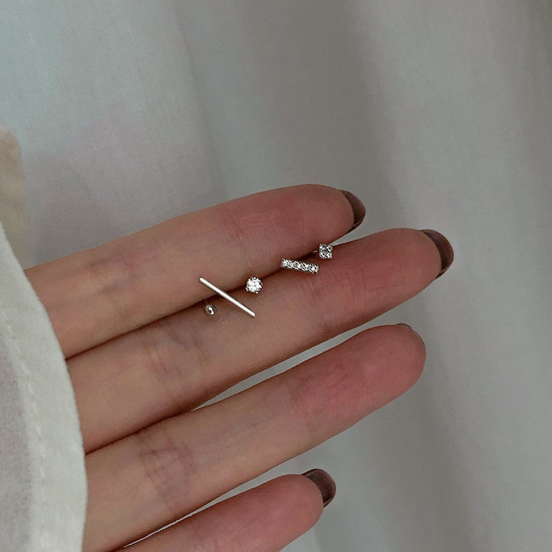 5pcs/set Geometric Asymmetrical Small Stud Earrings for Women Fashion Jewelry Temperament Personality Birthday Gift daiiibabyyy