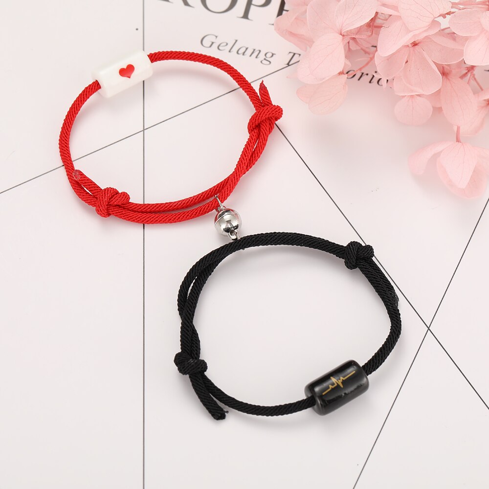 2pcs Star Moon Magnetic Couple Bracelet Set for Men Women Trendy Handmade Rope Chain Friendship Bracelet Adjustable Jewelry daiiibabyyy