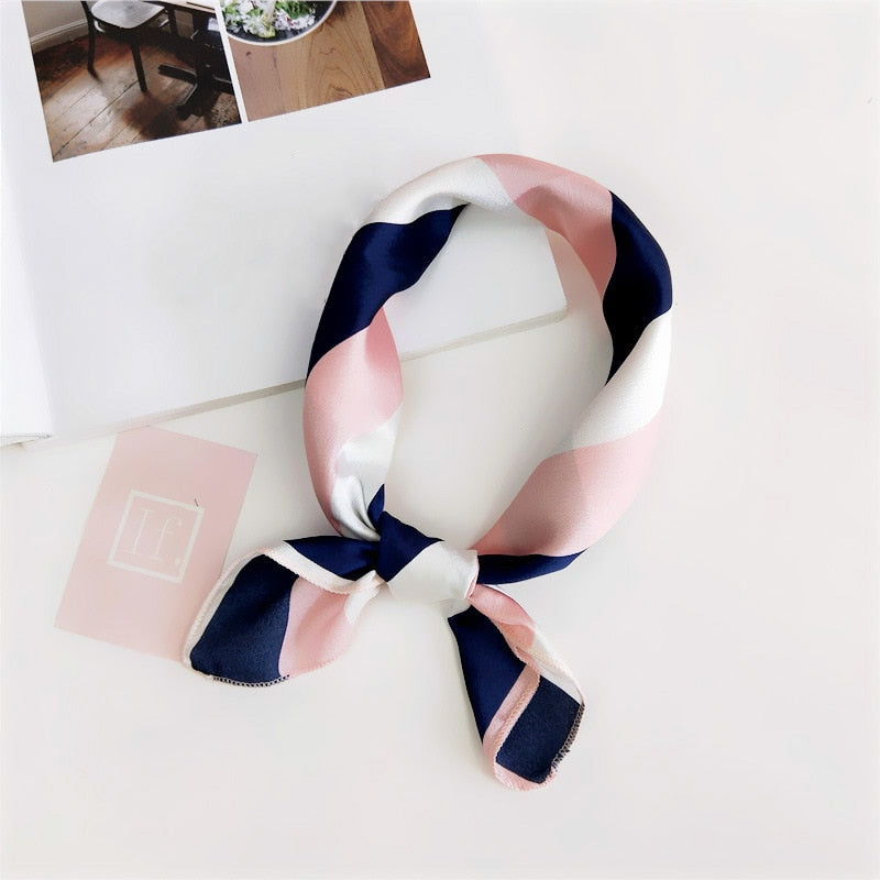 50*50cm Square Silk Scarf Women Headband Fashion Print Hair Scarf Neck Scarfs Office Hair Band Hand Kerchief Female Bandana daiiibabyyy