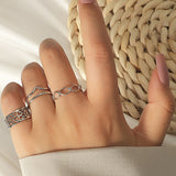 3pcs Fashion Jewelry Rings Set Hot Selling Metal Copper Hollow Round Opening Women Finger Ring For Girl Lady Party Wedding Gifts daiiibabyyy