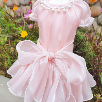 Lovely Puppy Dog Pink Princess Girls Dresses Fashion High-end Bowknot Pet Clothes Outerwear For Small Medium Dog Dress Yorkshire daiiibabyyy
