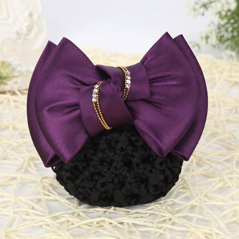 Bow Hair Ribbon Bun Cover Satin Net Bank Hotel Stewardess Hair Pin Headbands Fashionable And Dignified Women's Hair Accessories daiiibabyyy