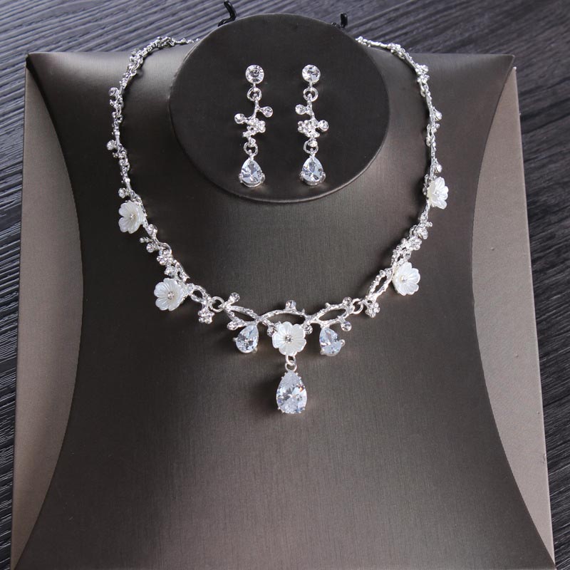 Baroque Wedding Bridal Jewelry Sets Gold Silver Color Tiaras Crowns Zirconia Jewelry Necklace Sets for Women Indian Jewelry Set daiiibabyyy