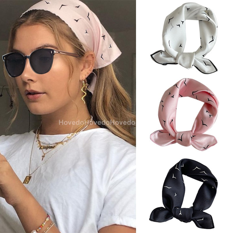 50x50cm Square Silk Hair Scarf Women Headband Fashion Print Neck Scarfs Office Hair Band Hand Kerchief Female Bandana daiiibabyyy