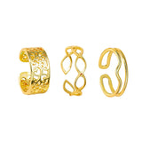 3pcs Fashion Jewelry Rings Set Hot Selling Metal Copper Hollow Round Opening Women Finger Ring For Girl Lady Party Wedding Gifts daiiibabyyy