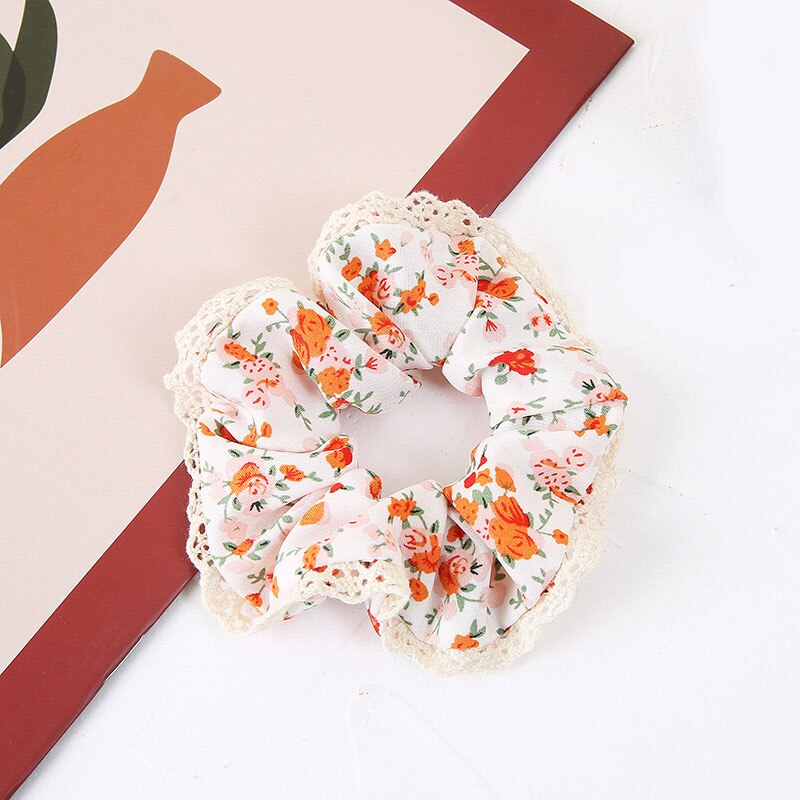 Big Size Korea Elastic Kawaii Hair Bands Girls Floral Lace Edge Scrunchie Ponytail Holder Hair Ties Headwear Hair Accessories daiiibabyyy