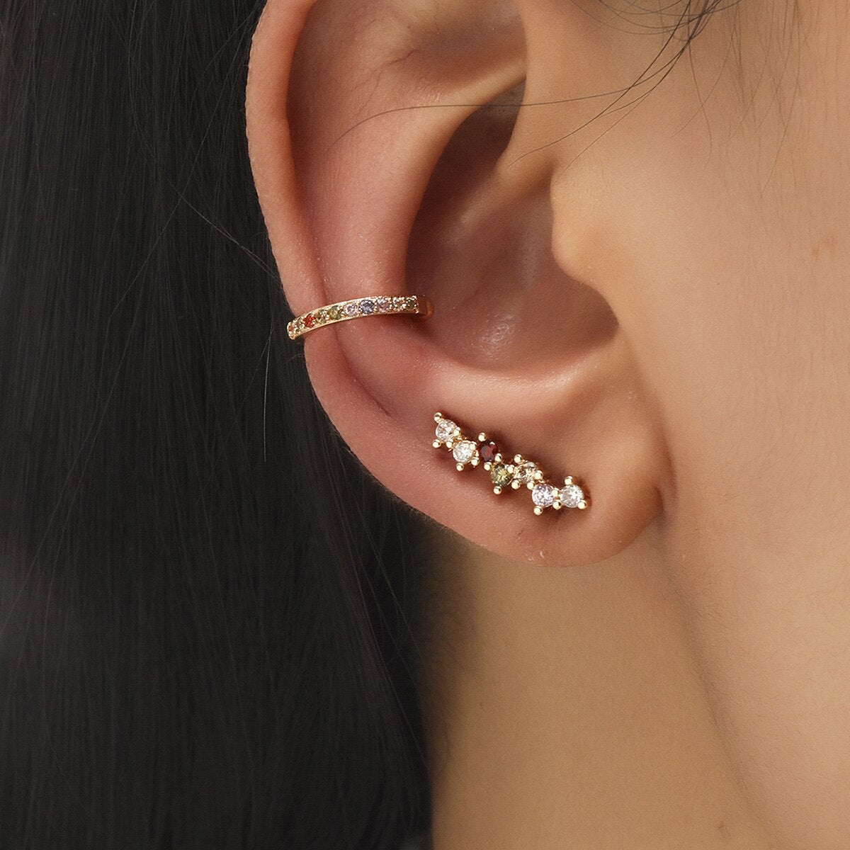 Bohemian NO Piercing Crystal Rhinestone Ear Cuff Earrings for Women Wrap Stud Clip Earrings Girl Trendy Earrings Jewelry Bijoux daiiibabyyy