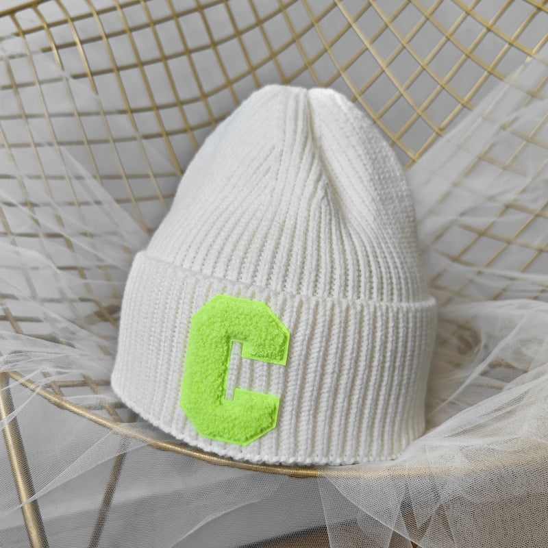 Bonnets Big C Letter Woolen Hat Designer Bonnets Women New Warm Ear Protection Knitted Hat Adult COTTON женская шапка daiiibabyyy