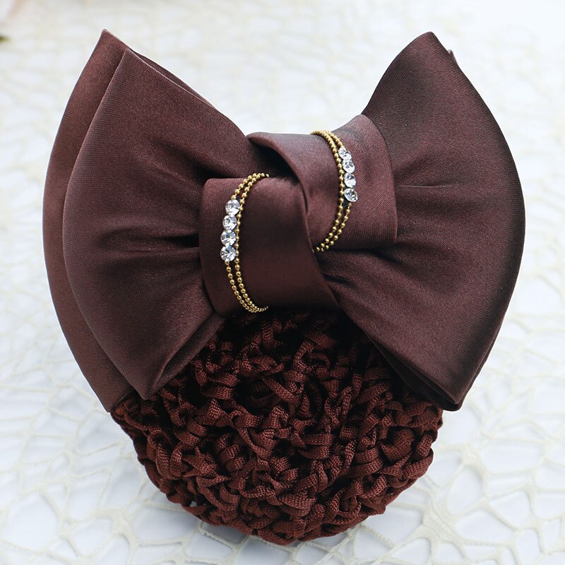 Bow Hair Ribbon Bun Cover Satin Net Bank Hotel Stewardess Hair Pin Headbands Fashionable And Dignified Women's Hair Accessories daiiibabyyy