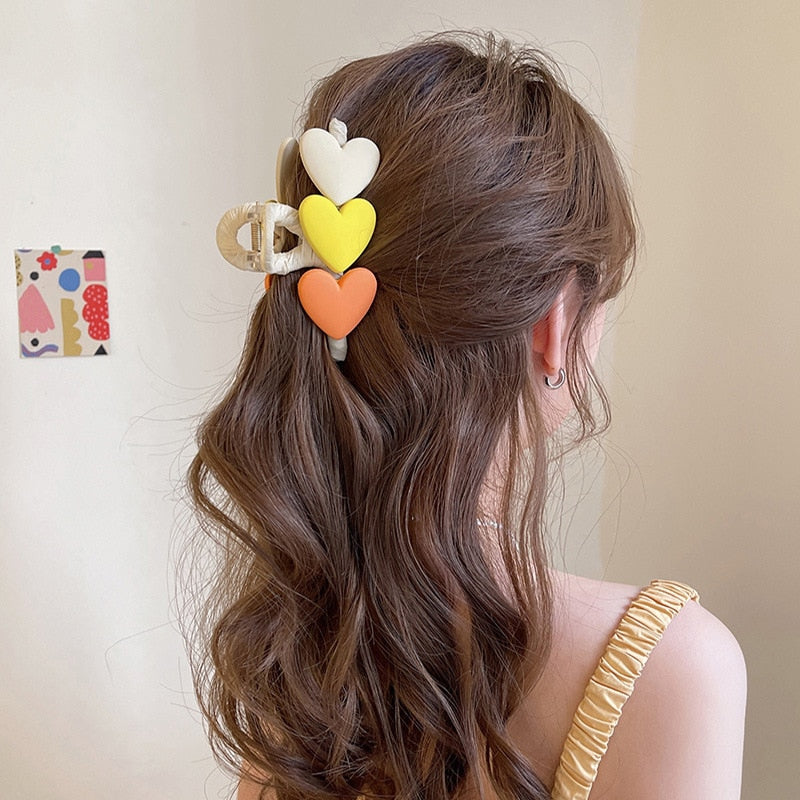 Bilandi  Fashion Hair Clip Sweet Design Heart Shape Barrette Stick Hairpin Hair Claw Clips For Headwear Hair Accessory daiiibabyyy