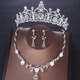 Zircon Princess Bride Jewelry Set Wedding Cubic Zircon Crown Necklace and Earrings Set Bridal Tiara Necklace Set Hair Accessory daiiibabyyy