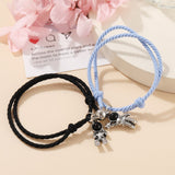 2pcs Star Moon Magnetic Couple Bracelet Set for Men Women Trendy Handmade Rope Chain Friendship Bracelet Adjustable Jewelry daiiibabyyy