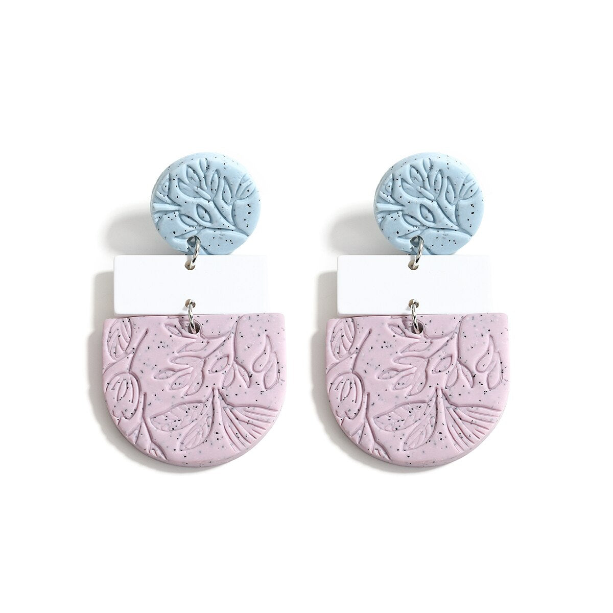 AENSOA Multiple Fashion Handmade Polymer Clay Earrings Multicolor Geometric Round Circle Flowers Drop Pendant Layered Earrings daiiibabyyy