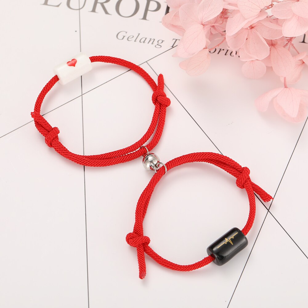 2pcs Star Moon Magnetic Couple Bracelet Set for Men Women Trendy Handmade Rope Chain Friendship Bracelet Adjustable Jewelry daiiibabyyy