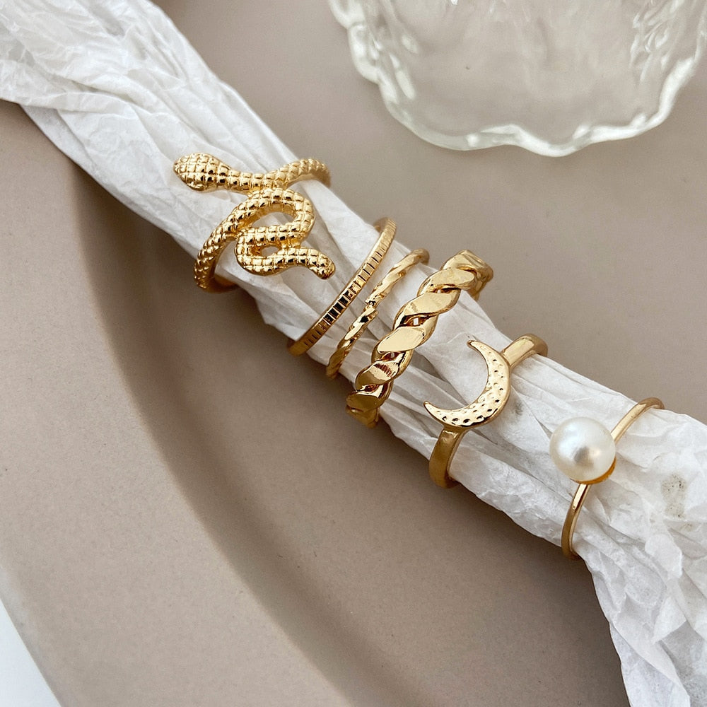 4-8pcs Fashion Jewelry Rings Set Hot Selling Metal Alloy Hollow Round Opening Women Finger Ring For Girl Lady Party Wedding Gift daiiibabyyy