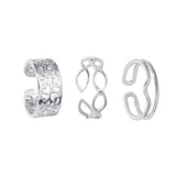 3pcs Fashion Jewelry Rings Set Hot Selling Metal Copper Hollow Round Opening Women Finger Ring For Girl Lady Party Wedding Gifts daiiibabyyy