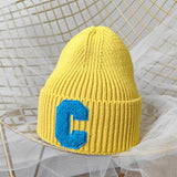 Bonnets Big C Letter Woolen Hat Designer Bonnets Women New Warm Ear Protection Knitted Hat Adult COTTON женская шапка daiiibabyyy