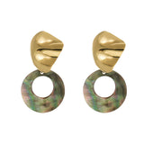 AENSOA Fashion Round Pearl Shell Earrings Simple Natural Drop Earrings For Women Geometric Gold Color Statement Earring Jewelry daiiibabyyy