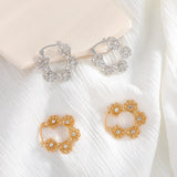 Women Hoop Earrings High Quality Flowers Cubic Zirconia Stylish Girl Accessories Party Daily Wearable Fashion Jewelry Drop Ship daiiibabyyy
